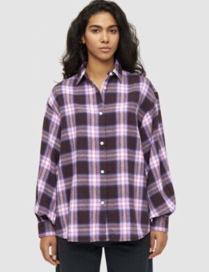 KnowledgeCotton Apparel Bluse Check Shirt Ballon Arms