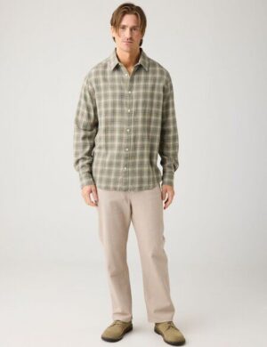 KnowledgeCotton Apparel Flint weite Twill-Hose aus Bio-Baumwolle