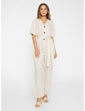 KnowledgeCotton Apparel Jumpsuit mit V-Ausschnitt aus Bio-Leinen