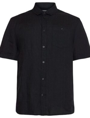 KnowledgeCotton Apparel Kurzarm-Hemd Custom Fit Leinen