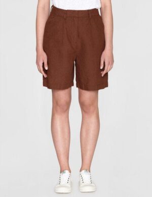 KnowledgeCotton Apparel Kurze Hose – POSEY Wide High-Rise – aus Leinen