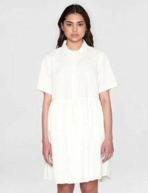 KnowledgeCotton Apparel Kurzes T-Shirt Kleid – Seersucker – aus Bio-Baumwolle