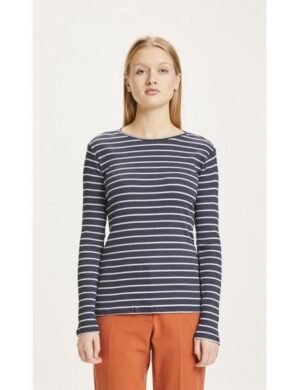 KnowledgeCotton Apparel Langarmshirt gestreift – CANNA gerippt – aus Bio-Baumwolle