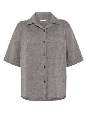 KnowledgeCotton Apparel Lockere kurzarm Hemdbluse mit Struktur aus Bio-Baumwolle