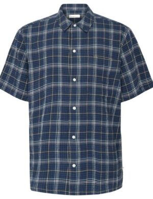 KnowledgeCotton Apparel Lockeres kurzarm Seersucker-Hemd