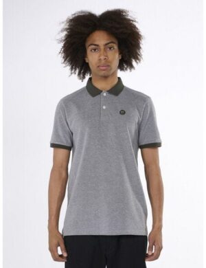 KnowledgeCotton Apparel Melange T-Shirt – Yarn dyed badge polo – aus Bio – Baumwolle