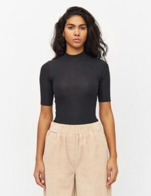 KnowledgeCotton Apparel Rib High Neck Short Sleeve