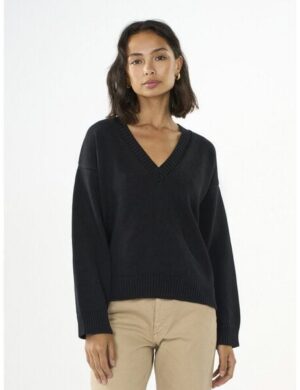 KnowledgeCotton Apparel Strickpullover mit V-Ausschnitt aus Bio-Baumwolle