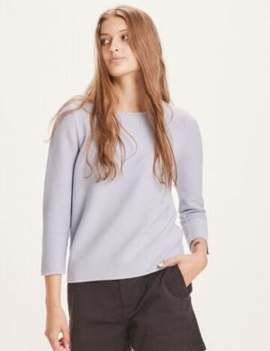 KnowledgeCotton Apparel Strickpullover Myrthe mit U-Boot Ausschnitt – aus Biobaumwolle