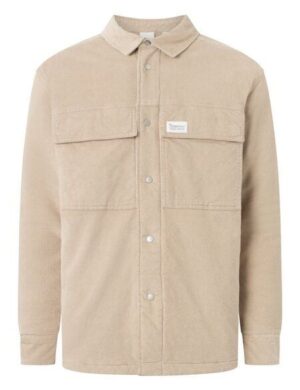 KnowledgeCotton Apparel Wattiertes Corduroy Overshirt aus Biobaumwolle, Light Feather Grey