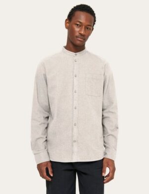 KnowledgeCotton Apparel weiches Flannelhemd – Melangé Flannel Stand Collar Shirt – aus biologisch angebauter Baumwolle