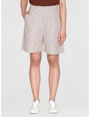KnowledgeCotton Apparel Weite High-Waist Shorts STRIPED POSEY aus Bio-Leinen