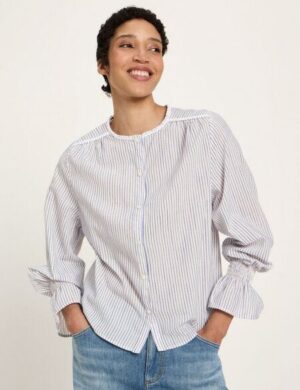 LANIUS Bluse mit Spitze (GOTS) aus Bio-Baumwolle, ECOVERO und Leinen