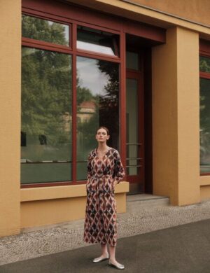 LANIUS Midikleid mit Schlitz (GOTS)