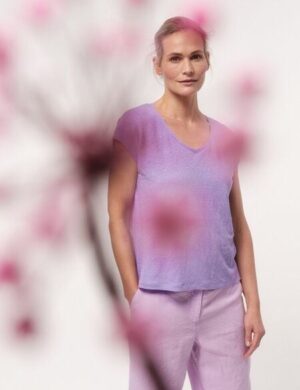 LANIUS Shirt mit V-Ausschnitt aus Bio-Leinen