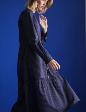 LANIUS Streifenkleid mit Volant aus Bio-Baumwolle