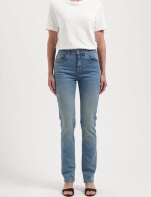 MUD Jeans Damen Jeans Logan High Slim – Earth Faded