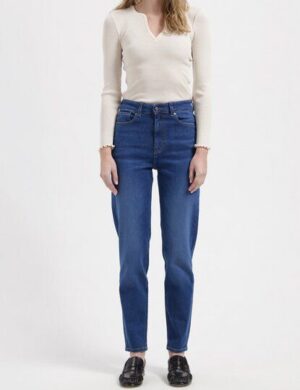 MUD Jeans Damen Jeans Tapered Mams – Stone Indigo