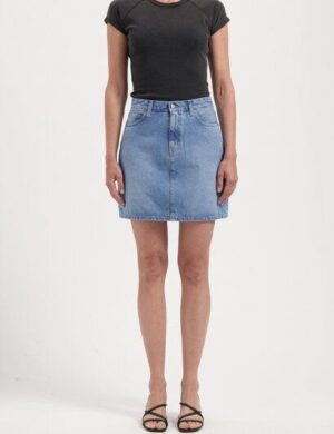 MUD Jeans Damen Rock Audry Mini Skirt - Light Stone Vintage