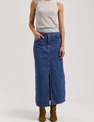 MUD Jeans Damen Rock Lena Long Skirt - Medium Stone