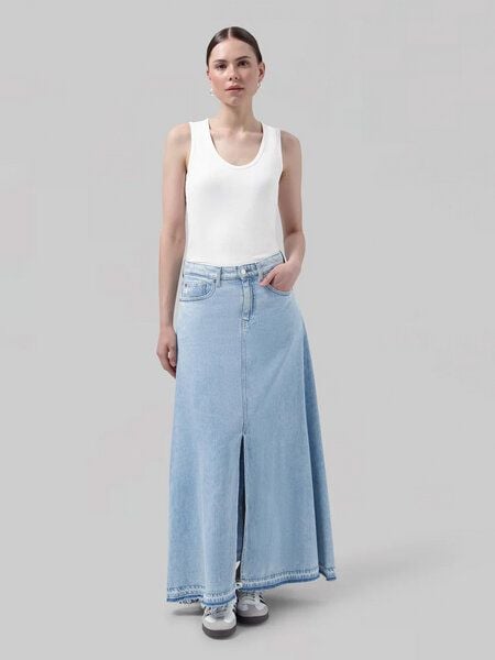 MUD Jeans Langer Jeansrock - Max Flow - aus einem Baumwolle/Leinen Mix MUD Jeans Langer Jeansrock - Max Flow - aus einem Baumwolle/Leinen Mix