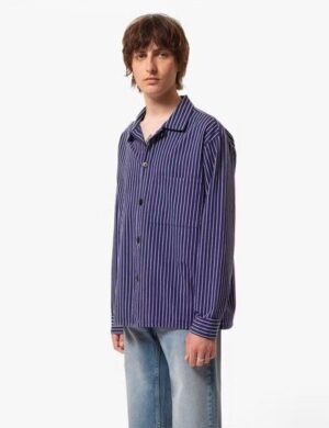 Nudie Jeans Berra Striped Worker Shirt – Blue