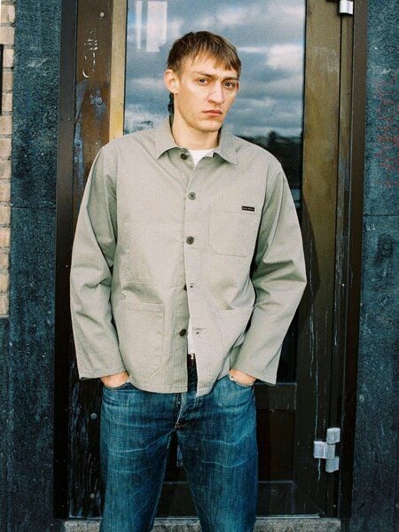 Nudie Jeans Buddy Herringbone Chore Jacket - Pale Green Nudie Jeans Buddy Herringbone Chore Jacket - Pale Green