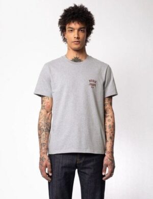 Nudie Jeans Herren T-Shirt Roy Logo - Grey Melange