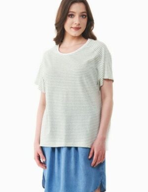 ORGANICATION Gestreiftes T-Shirt aus Bio-Baumwolle und Leinen