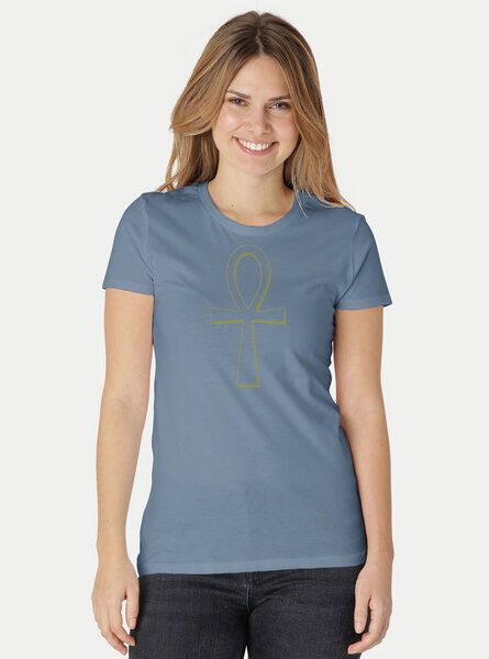 Peaces.bio - handbedruckte Biomode Damen Fit T-Shirt Ankh Peaces.bio - handbedruckte Biomode Damen Fit T-Shirt Ankh