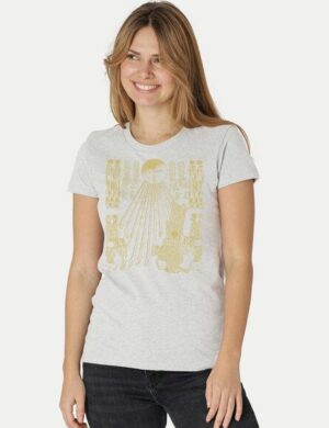 Peaces.bio - handbedruckte Biomode Damen Fit T-Shirt Sonnenscheibe Aton