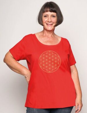 Peaces.bio - handbedruckte Biomode Loosefit Shirt Die Blume des Lebens