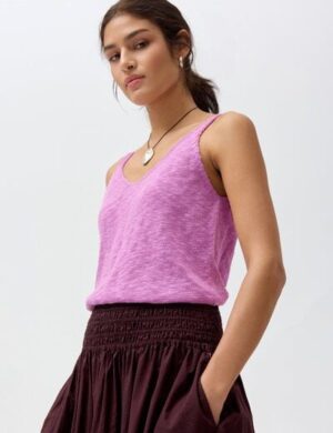 People Wear Organic Glattstrick Top, rosa uni, Bio-Baumwolle