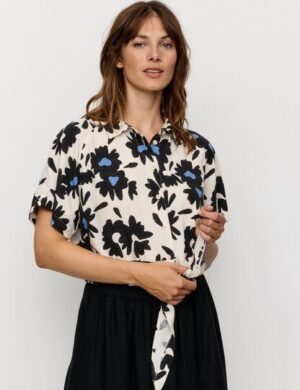 Damen Bluse aus Leinen und LENZING ECOVERO Viskose Mix – OCRA BLOOM – recolution