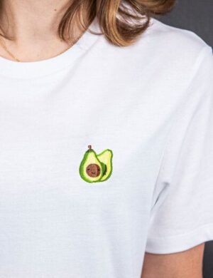 sticknic T-Shirt mit Avocado Motiv gestickt - Minimalistische Stickerei - Auch als Geschenk