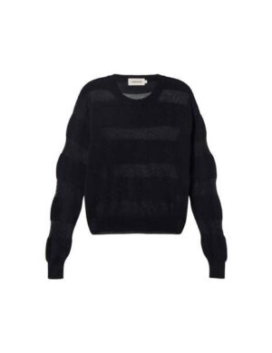 thinking mu Be Lyocell-Pullover mit transparenten Streifen