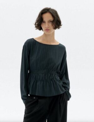 thinking mu Dark Green Devin Blouse