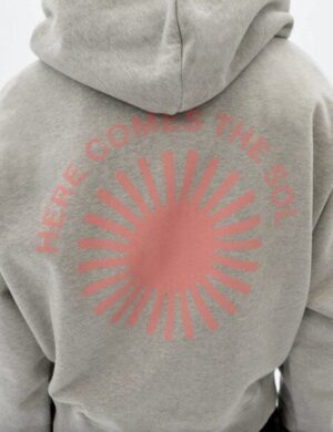 thinking mu Retro Sol Grey Melange Valeria Hoodie Pink