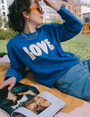 thinking mu Sweatshirt - Love Ecru - aus Bio-Baumwolle