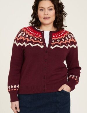 TRANQUILLO Strickjacke aus Biobaumwolle mit Muster in Rot und Blau