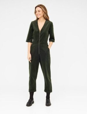 WiDDA berlin Cord-Overall KRIS in Dunkelgrün aus Bio-Baumwolle