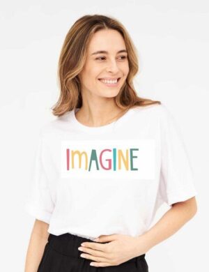 WiDDA berlin T-Shirt IMAGINE weiß aus Bio-Baumwolle