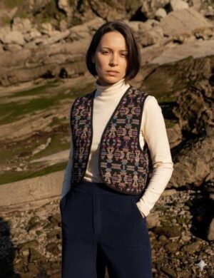 WiDDA berlin Weste MIA Dunkelblau mit Jacquard Muster