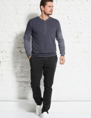 Wunderwerk Herren Langarmshirt aus Bio-Baumwolle Henley male 1/1 mal tinto