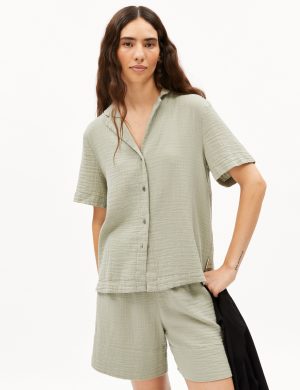 Bluse Kurzarm Maaite Musselin Gr&uuml;n