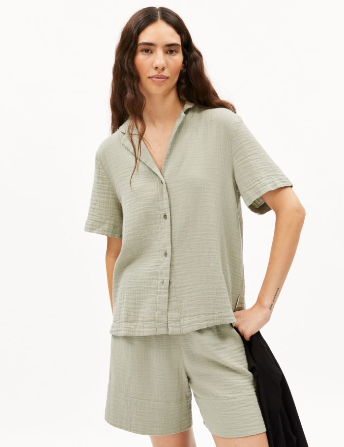 Bluse Kurzarm Maaite Musselin Gr&uuml;n