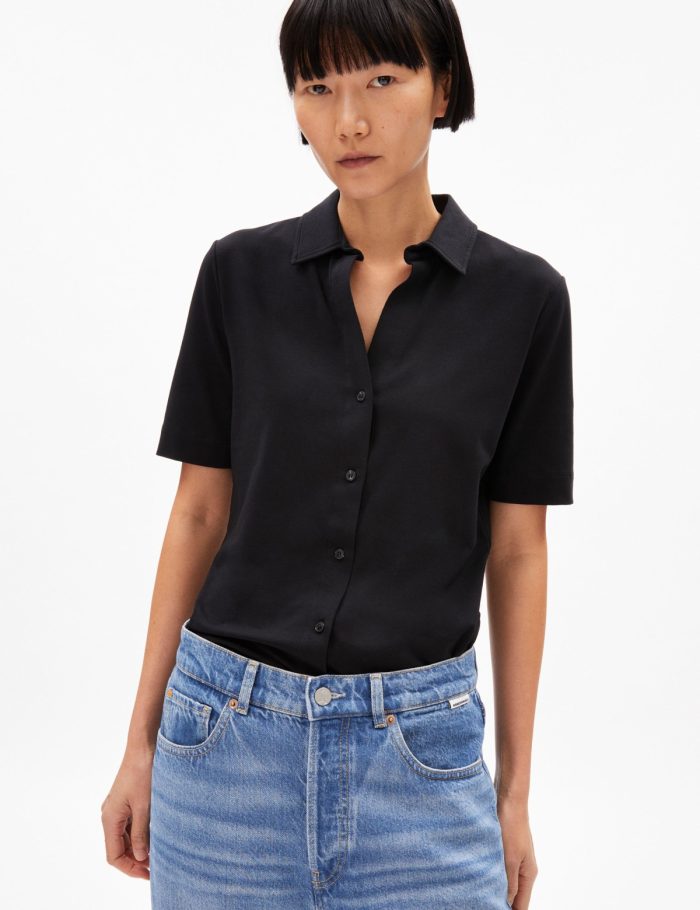 Bluse Kurzarm Nalitaa Schwarz