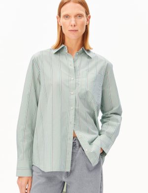 Bluse Loose Stripe Hellgr&uuml;n