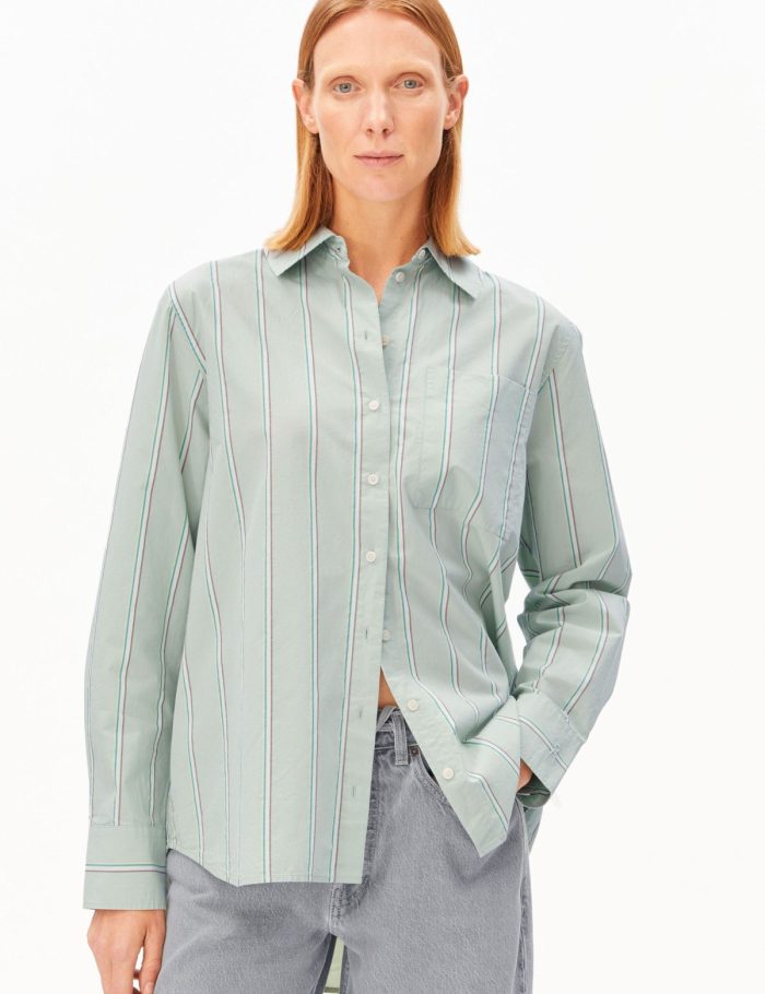 Bluse Loose Stripe Hellgr&uuml;n
