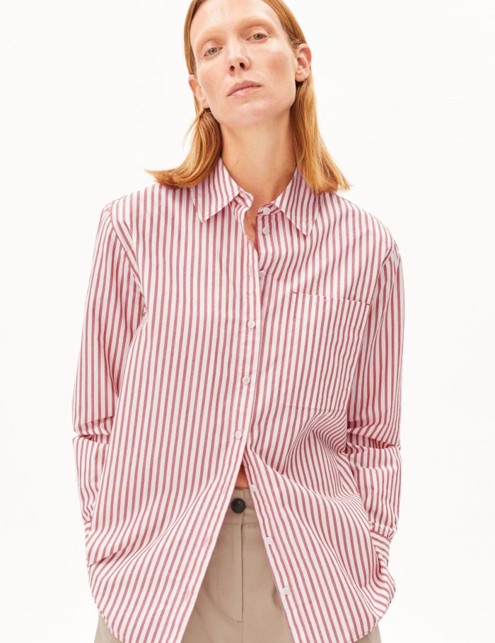 Bluse Loose Stripe Rot
